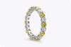 2.49 Carats Total Alternating Vivid Yellow and White Diamond Eternity Wedding Band Ring in Yellow Gold and Platinum