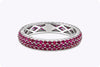 1.60 Carat Total Round Cut Ruby Micro-Pave Wedding Band Ring in White Gold