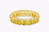 6.25 Carats Total Cushion Cut Fancy Intense Yellow Diamond Eternity Wedding Band in Yellow Gold