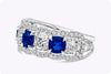 4.04 Carats Total Alternating Cushion Cut Diamonds & Sapphire Seven Stone Ring in White Gold