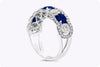 4.04 Carats Total Alternating Cushion Cut Diamonds & Sapphire Seven Stone Ring in White Gold