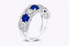 4.04 Carats Total Alternating Cushion Cut Diamonds & Sapphire Seven Stone Ring in White Gold