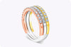 1.01 Carat Total Round Diamond Three-Row Stacked Wedding Band Ring in Tri-Color Gold