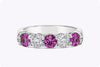 1.66 Carats Total Round Pink Sapphire and Diamond Five Stone Wedding Band in Platinum