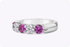 1.66 Carats Total Round Pink Sapphire and Diamond Five Stone Wedding Band in Platinum