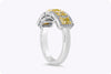 1.51 Carats Fancy Yellow Diamond Halo Five-Stone Wedding Band in Yellow Gold and Platinum