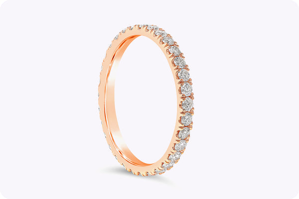 0.55 Carats Total Brilliant Round Diamond Eternity Wedding Band in Rose Gold