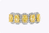 2.51 Carats Oval Cut Vivid Yellow Diamond Halo Five-Stone Wedding Band in Yellow Gold and Platinum