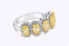 2.51 Carats Oval Cut Vivid Yellow Diamond Halo Five-Stone Wedding Band in Yellow Gold and Platinum