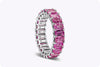 7.66 Carat Emerald Cut Pink Sapphire Eternity Wedding Band Ring in White Gold