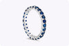 1.91 Carats Total Brilliant Round Cut Blue Sapphire Eternity Wedding Band in White Gold