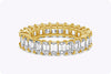 4.15 Carats Total Emerald Cut Diamond Eternity Wedding Band in Yellow Gold