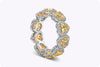 3.64 Carat Total Heart Shape Yellow Diamond Halo Eternity Wedding Band in Yellow Gold and Platinum