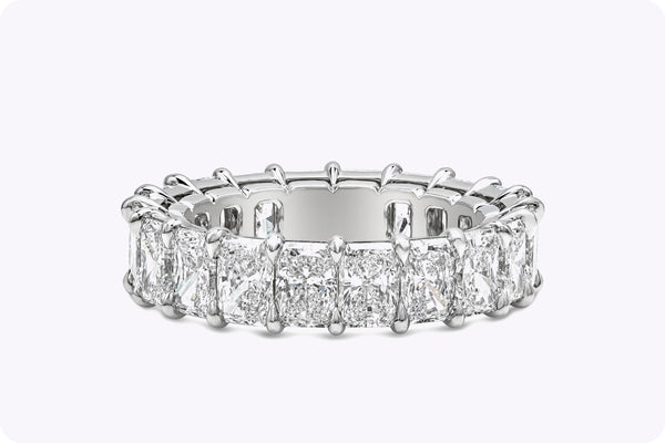 6.36 Carats Total  Radiant Cut Diamond Eternity Wedding Band in Platinum