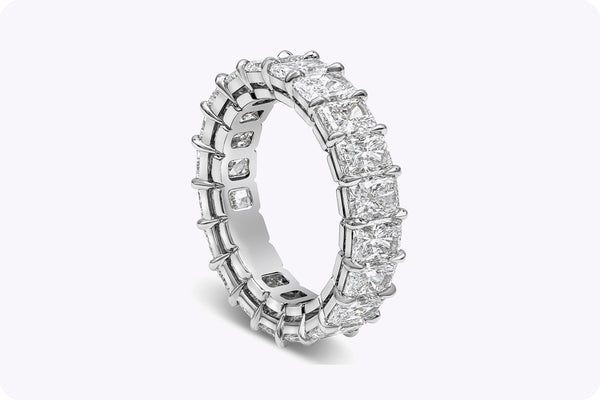 6.36 Carats Total  Radiant Cut Diamond Eternity Wedding Band in Platinum