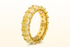 7.80 Carats Total Radiant Cut Fancy Yellow Diamond Eternity Wedding Band in Yellow Gold
