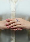 6.95 Carats Total Alternating Round Blue Sapphire and Diamond Eternity Wedding Band in Platinum