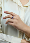 6.95 Carats Total Alternating Round Blue Sapphire and Diamond Eternity Wedding Band in Platinum