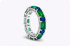 6.10 Carats Total Alternating Green Emerald and Blue Sapphire Eternity Wedding Band in Platinum