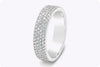 1.17 Carats Total Four Rows Round Diamond Micro-Pave Wedding Band in White Gold