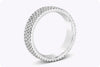 1.17 Carats Total Four Rows Round Diamond Micro-Pave Wedding Band in White Gold