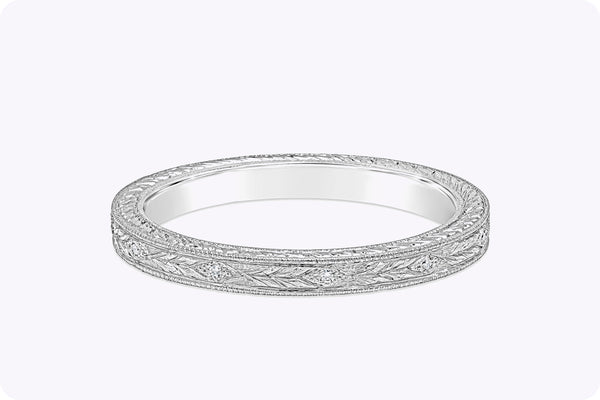 Antique Hand-Engraved Designed Wedding Band in Platinum