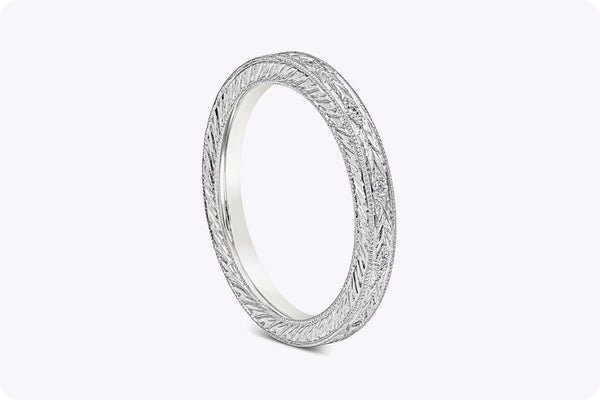 Antique Hand-Engraved Designed Wedding Band in Platinum