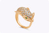 1.15 Brilliant Round Diamond and Emerald Dolphin Fashion Ring in Yellow Gold