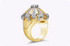 2.06 Carats Total Brilliant Round Cut Diamond Carousel Cocktail Ring in Yellow Gold and Platinum