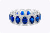 7.18 Carat Oval Cut Blue Sapphire Halo Eternity Wedding Band Ring in White Gold