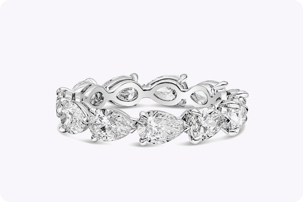 3.51 Carats Total Pear Shape Diamond Eternity Wedding Band in Platinum