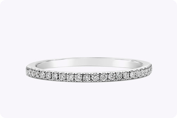 0.13 Carat Round Diamond Half-Way Wedding Band Ring in White Gold