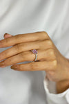 0.86 Carats Total Pear Shape Pink Sapphire Flower Fashion Ring in White Gold