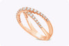 0.64 Carat Total Round Diamond Crisscross Fashion Ring in Rose Gold