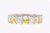 8 Carat Alternating Fancy Yellow and White Diamond Two Tone Eternity Band in Yellow Gold & Platinum
