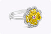 2.21 Carats Total Heart Shape Fancy Yellow Diamonds Fashion Ring in Platinum