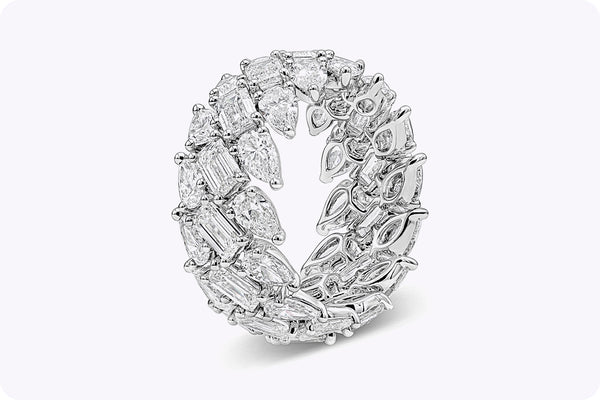 8.23 Carat Total Mixed Cut Diamonds Eternity Wedding Band Ring in White Gold