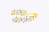 1.32 Carat Total Two Row Multi-Shape Diamond Fashion Ring in Yellow Gold