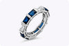 4.43 Carat Total Blue Sapphire and Emerald Cut Diamond Wedding Band in Platinum