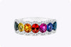 1.99 Carat Total Oval Cut Multi-Color Sapphire Seven Stone Fashion Ring in White Gold