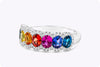 1.99 Carat Total Oval Cut Multi-Color Sapphire Seven Stone Fashion Ring in White Gold