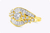 2.57 Carat Total Three Row Mixed Cut Diamond Fashion Ring in Yellow Gold