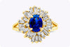 1.17 Carats Oval Cut Blue Sapphire & Mixed-Cut Diamond Cluster Fashion Ring in Yellow Gold