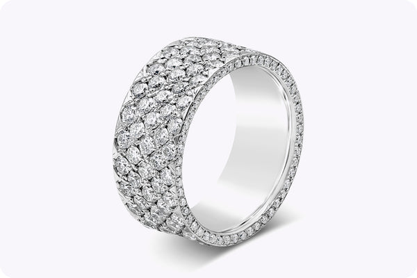 3.12 Carats Total Micropavé Round Diamond Wide Fashion Ring in White Gold