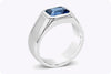 GIA Certified 2.98 Carat Blue Sapphire Wedding Band Ring in Platinum