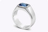 GIA Certified 2.98 Carat Blue Sapphire Wedding Band Ring in Platinum