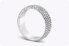 1.60 Carats Total Round Diamonds Five Row Pave Wedding Band in Platinum