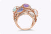 8.76 Carats Total Intertwined Multicolor Cabochon Fashion Ring in Rose Gold