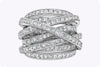 5.10 Carats Total Princess Cut Diamond Intertwined Fashion Wide Ring in White Gold