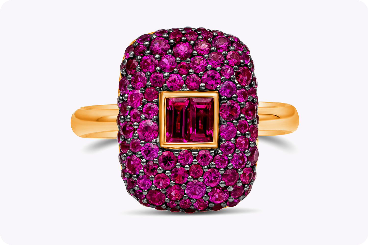 1.85 Carats Total Mixed-Cut Red Ruby Fashion Ring in Rose Gold